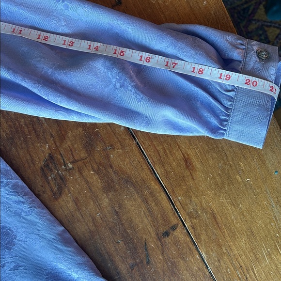 Vintage Lavender Satin Jacquard Peter Pan Collar Blouse Button Front Top - Picture 8 of 8